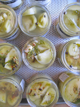 Pickles made with green tomatoes