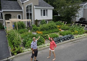 Front-yard vegetable garden in Quebec