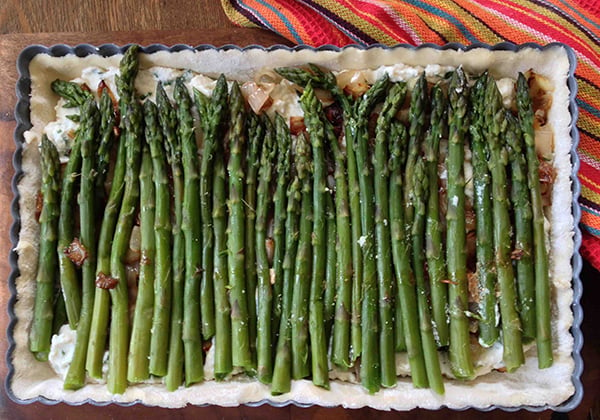 Asparagus tart before baking