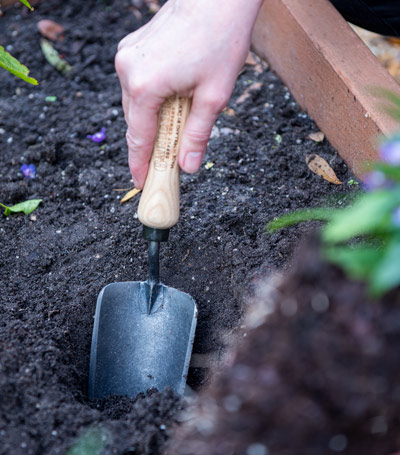 Gardener's Lifetime Trowel digging in soil