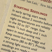 Sowing instructions on seed packet