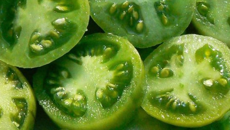 sliced green cherry tomatoes