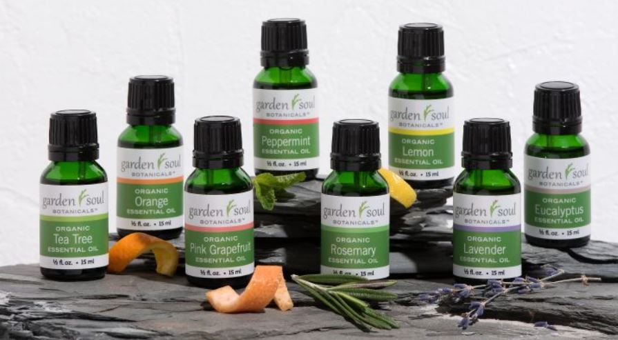 small bottles of organic essential oils