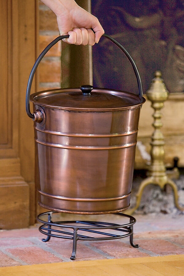 Fireplace Ash Bucket with Lid and Stand | Gardeners.com