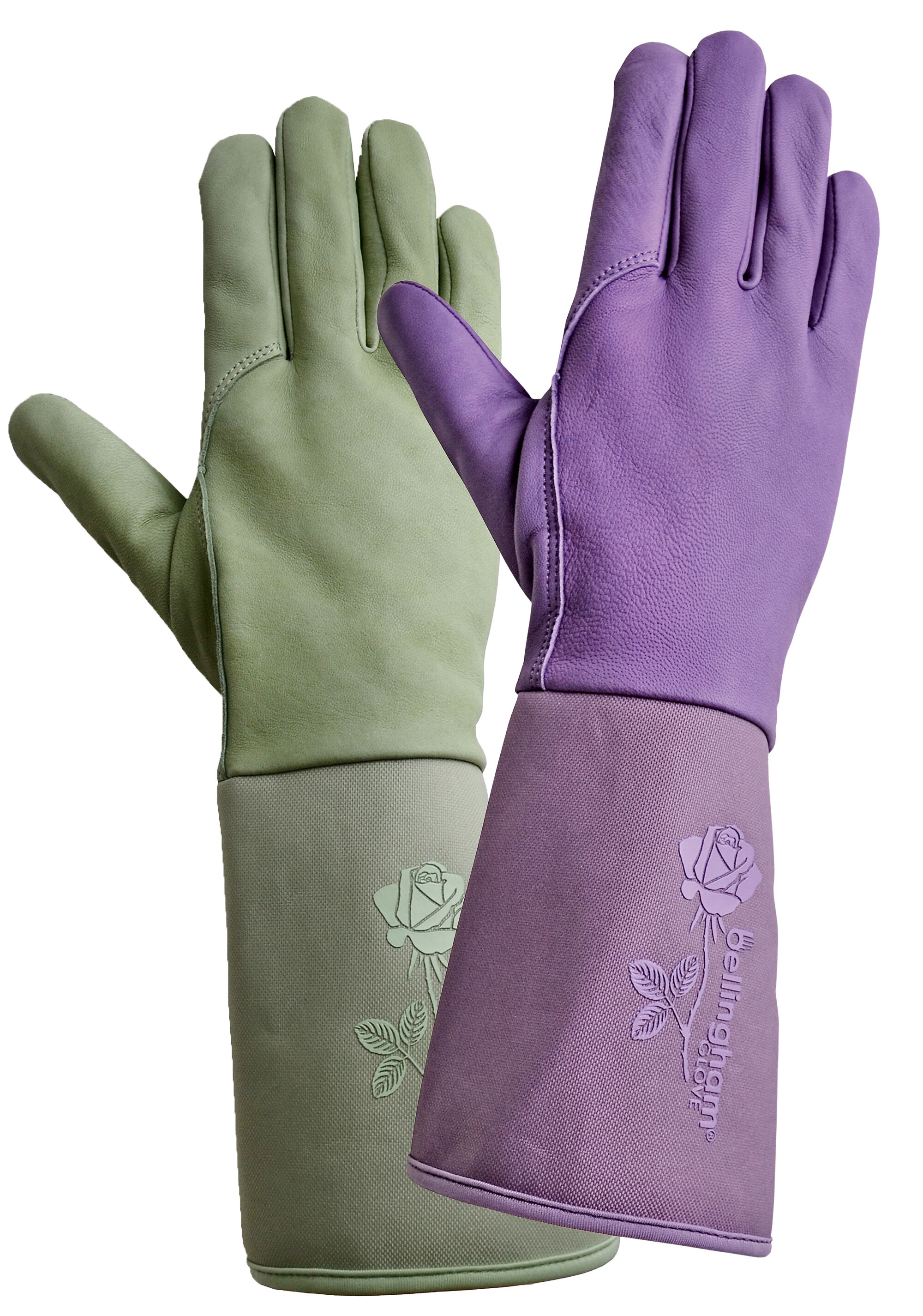Leather + Canvas Gauntlet Long Sleeve Gardening Gloves | Gardeners.com