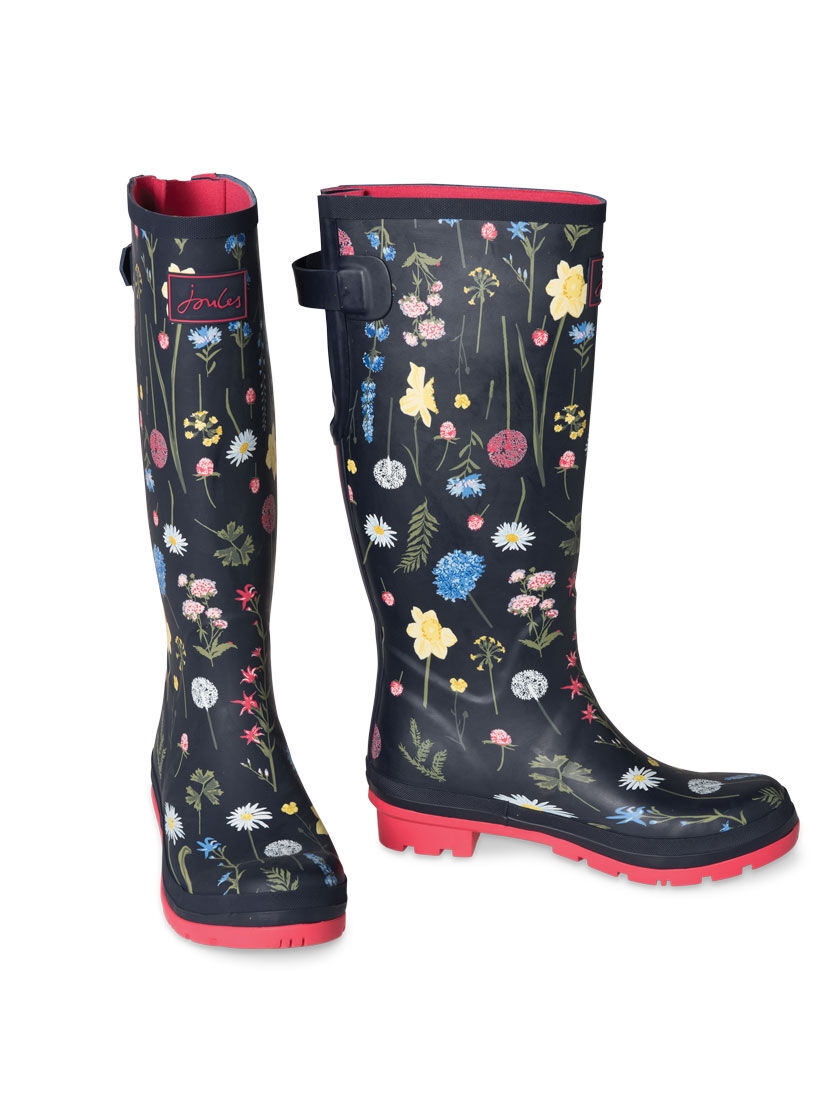 Women's Joules Tall Welly Boots Navy Floral | Gardener's Supply