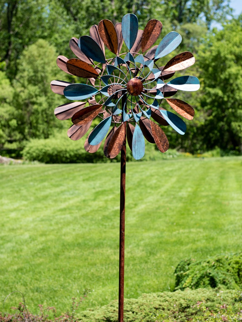 Metallic Leaf Double Sided Wind Spinner 72" Tall | Gardener's Supply